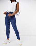 Vero Moda Joana Stretch Mom Jeans In Medium Blue-blues