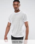 Asos Tall Mesh T-shirt In White - White