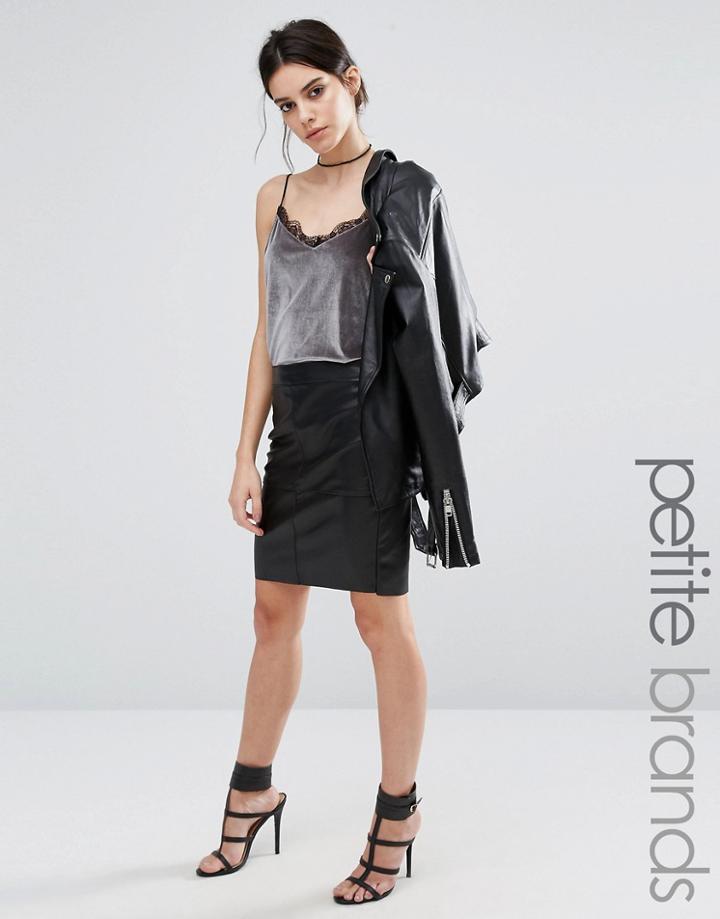 Vero Moda Petite Faux Leather Pencil Skirt - Black