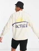 Asos Actual Oversized Sweatshirt With Sunshine Logo Print In Neutral