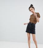 Monki Denim Mini Skirt With Organic Cotton In Wash Black