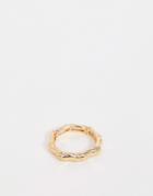 Asos Design Stretch Ring In Bamboo Design In Gold Tone - Gold