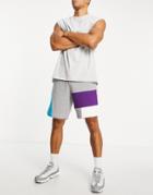 Asos Design Oversized Jersey Shorts In Patchwork Color Block - Part Of A Set-multi