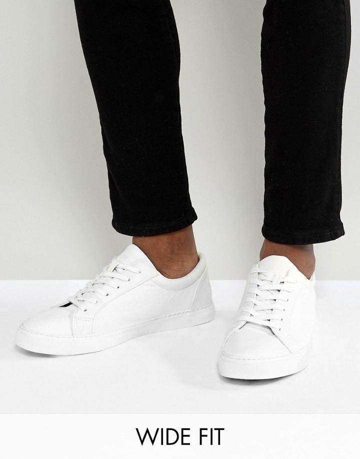 Asos Design Wide Fit Sneakers In White
