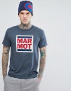 Marmot Linear Box Logo T-shirt In Navy Marl - Navy