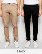 Asos 2 Pack Skinny Chinos - Multi