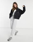 Asos Design Organic Cotton Blend Denim '90s Jacket In Washed Black