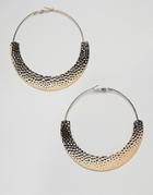 Asos Design Hoop Earrings With Hammered Detail In Gold - Gold