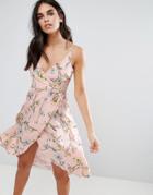 Rage Floral Wrap Cami Dress - Pink