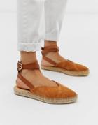 Office Faris Tan Suede Espadrilles With Ankle Strap-beige