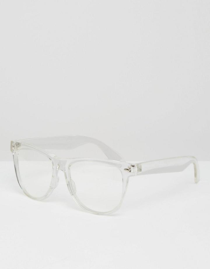 Asos Clear Lens Glasses In Clear Frame - Clear