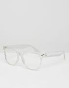 Asos Clear Lens Glasses In Clear Frame - Clear