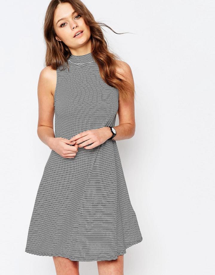 New Look High Neck Swing Dress - Cream