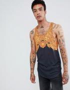 Criminal Damage Tank In Black With Gold Print - Black