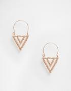 Asos Hammered Triangle Hoop Earrings - Rose Gold