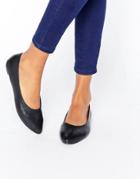 New Look Leather Point Ballet Pump - Black
