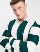 River Island Regular Fit Blocking Stripe Polo In Green