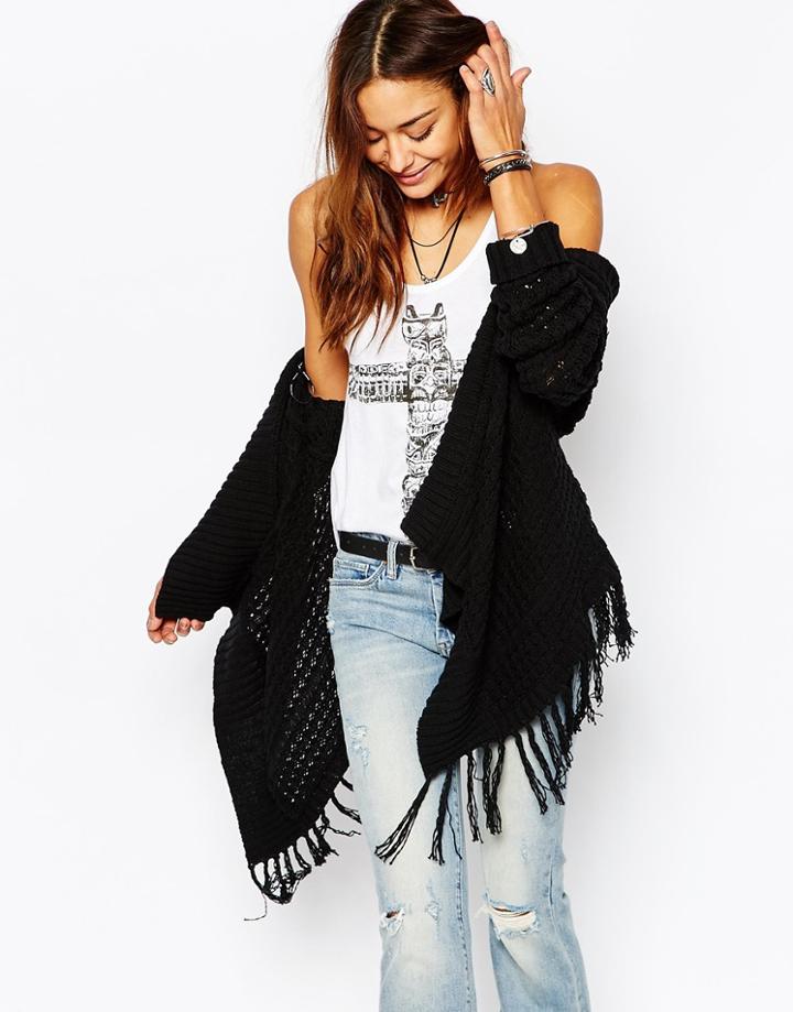 Blank Nyc Cardigan With Fringing - Black