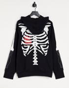 Sixth June Oversized Hoodie In Black With Skeleton Back And Arm Print