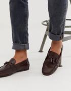 Asos Design Driving Shoes In Brown Leather With Fringe Detail - Brown