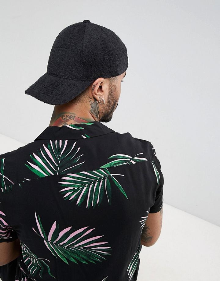 Asos Baseball Cap In Black Towelling - Black
