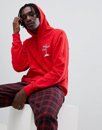 Esn Chest Print Hoodie - Pink