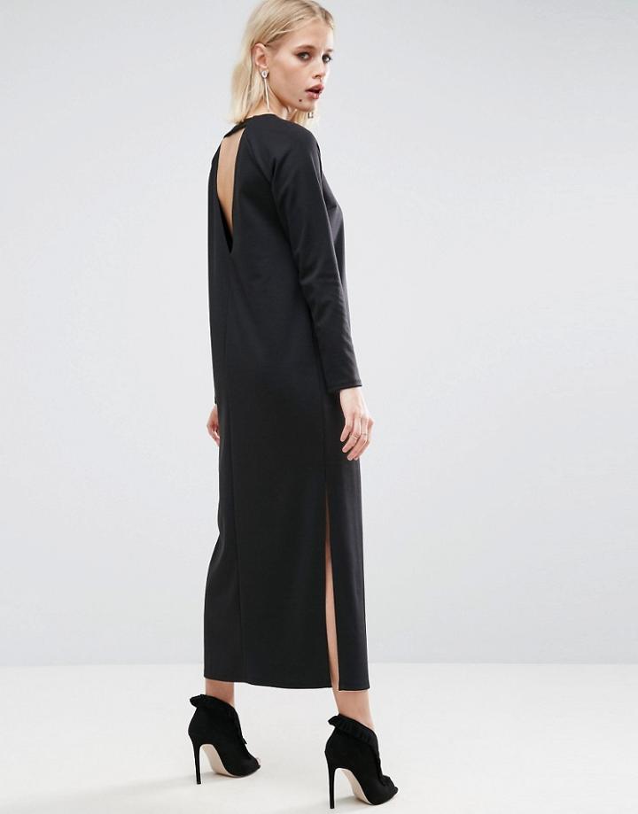 Asos Plunge Back Maxi Dress - Black