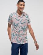 Ldn Dnm Printed Revere Short Sleeve Shirt - Pink