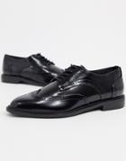 Asos Design More Flat Lace Up Shoes In Black