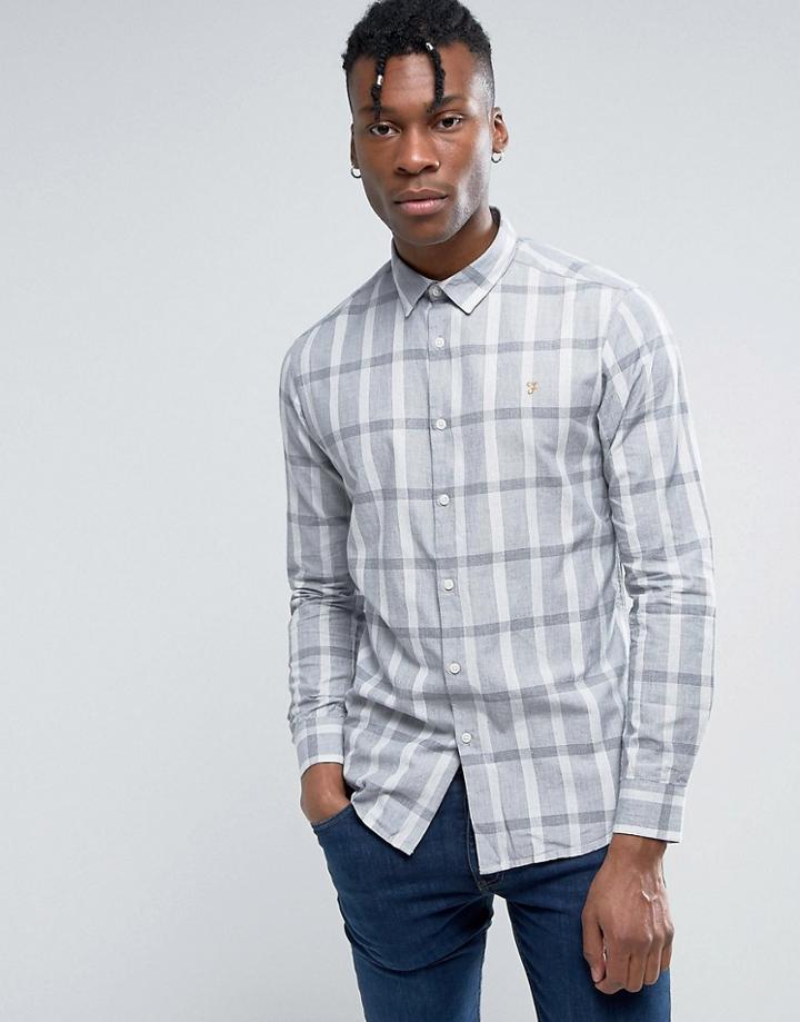 Farah Dylan Check Shirt Slim Fit Concealed Buttondown In Navy - Navy