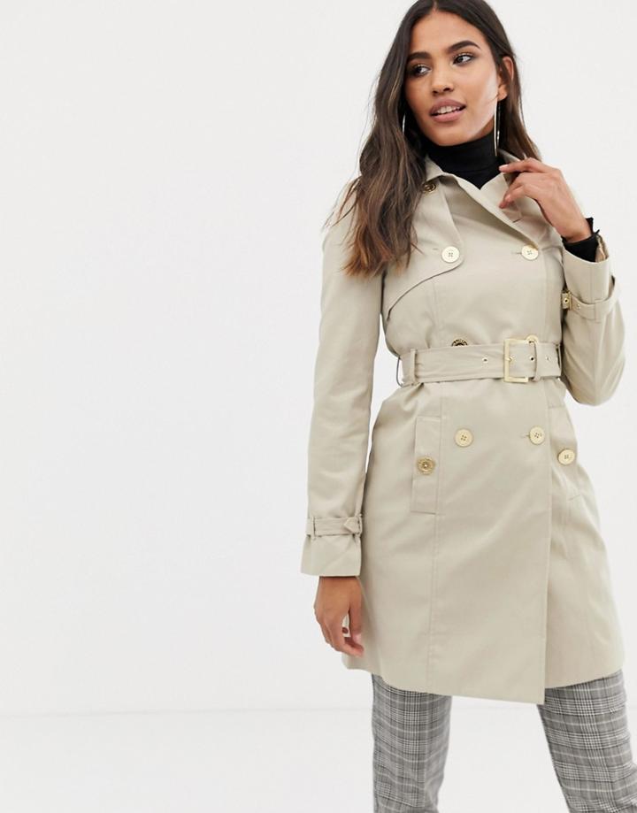 Lipsy Check Trench Coat - Multi