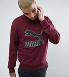 Puma Vintage Towelling Logo Sweat In Red Exclusive To Asos - Red