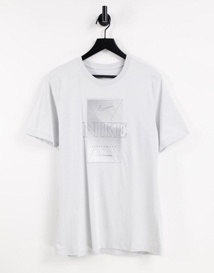 Nike Burnout Logo T-shirt In Gray-grey