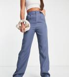 4th + Reckless Tall Wide Leg Suit Pants In Slate Blue-gray