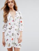 Oh My Love Mini Long Sleeve Dress With Button Detail - Multi