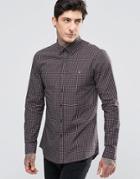 Farah Oxford Shirt With Yarn Dyed Check In Slim Fit Red - Red
