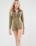 Love & Other Things Corduroy Utility Romper - Green
