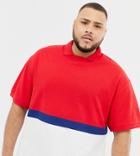 Collusion Plus Color Blocked Polo In Blue And Red - Red
