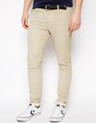 Asos Skinny Jeans In Stone Twill - Stone