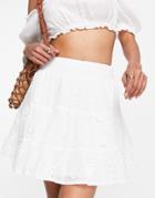 Parisian Broderie Tiered Mini Skirt In White - Part Of A Set