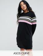 Asos Curve Knitted Swing Dress With Stripe - Multi