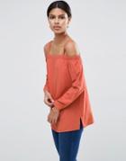 Asos Cold Shoulder Top With Button Back - Pink