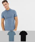 Asos Design Muscle Fit Jersey Polo With Stretch 2 Pack Multipack Saving - Multi