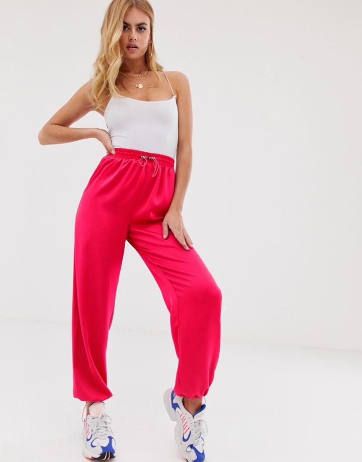 Asos Design Clean Silky Cargo Pant-pink