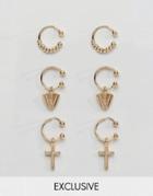 Designb London Charm Ear Cuffs In 3 Pack Exclusive To Asos - Gold