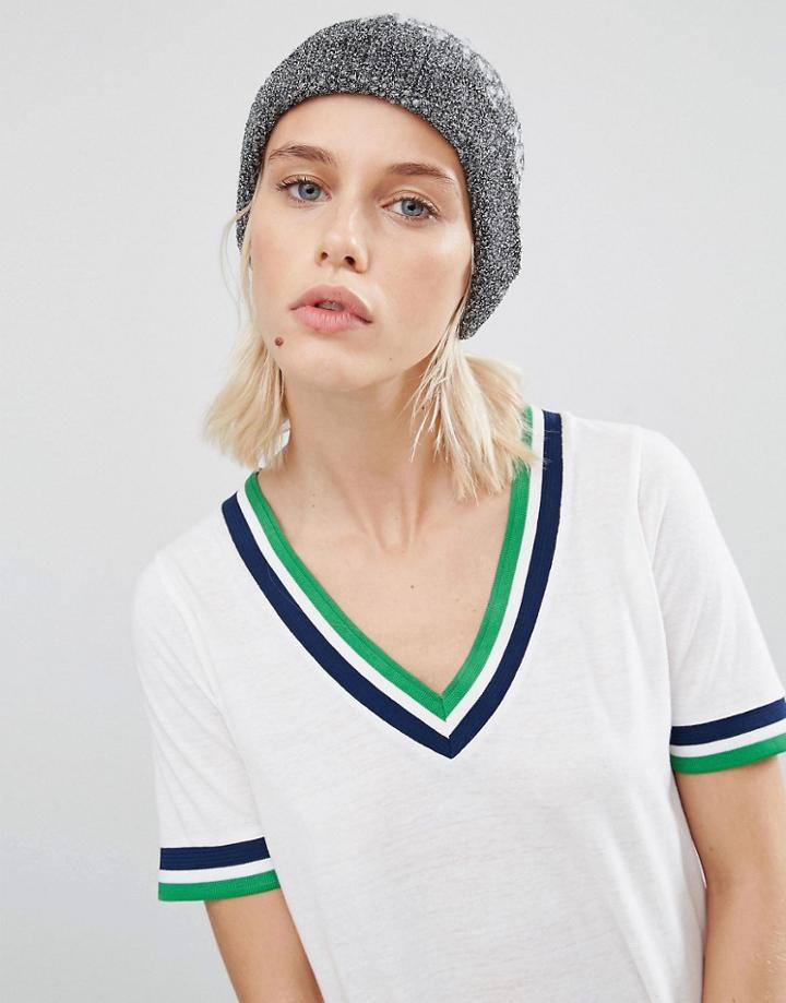 Asos Metallic Knit Beanie - Gray