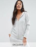 Micha Lounge Gray Hoodie With Contrast Tipping - Multi