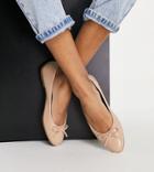 Asos Design Wide Fit Locus Round Ballet Flats In Beige-neutral