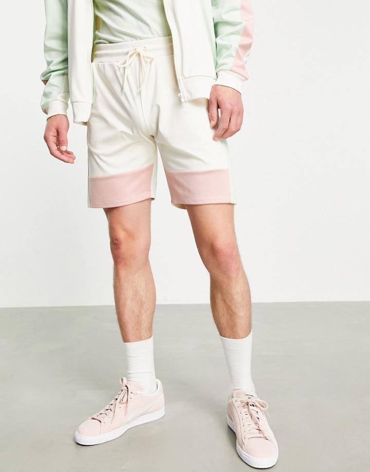 Asos Design Coordinating Slim Poly Tricot Shorts In Color Block-multi