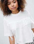 Monki Fringe T-shirt - Cream